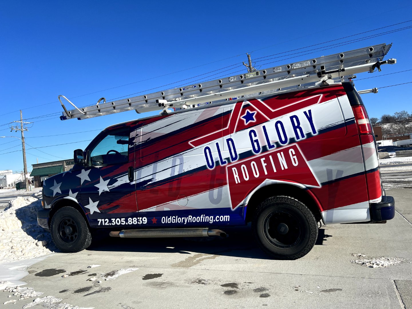 Old Glory Roofing Van
